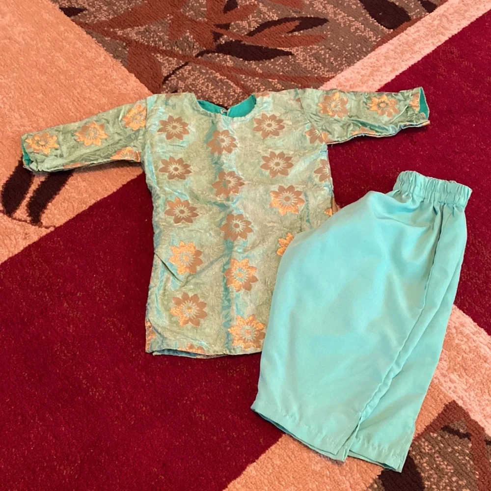 Mint Green Toddler Kurti and Pant Set - Picture 5 of 5